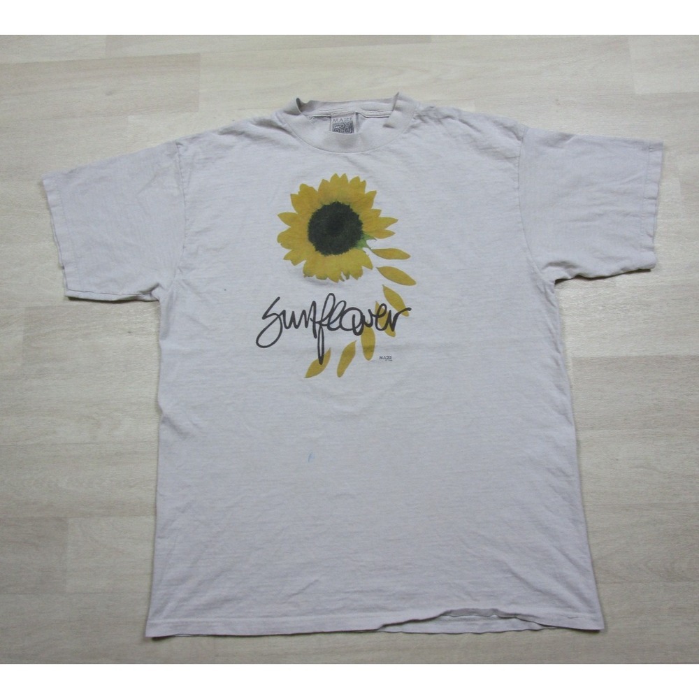 Vintage 90s‎ SUNFLOWER NATURE T-Shirt (XL) Art Graphic Maze Flower Pedal USA